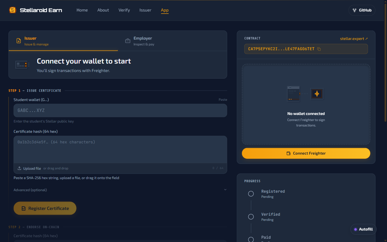 App dashboard